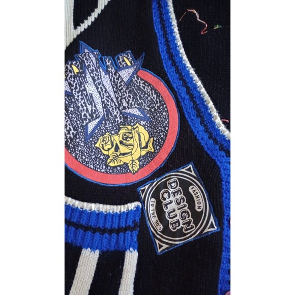 VTG Womens 80’s A’Milano Sweater Cardigan Motorcycle Colorful Boho Grunge Sz M - Picture 3 of 8